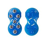 Rullo per massaggio manuale con 7 perline, motivo rombo, strumento lenitivo per collo, schiena, spalle, agopressione e stimolazione dei meridiani (8 caratteri, 7 perline, blu)