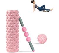 Rullo per Massaggio Muscolare 3 in 1 Kit per Allenamento Miofasciale Foam Roller con Bastone e Pallina Massaggio Piedi Allevia Tensione Muscolare