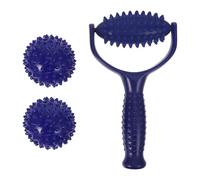 Rullo per Massaggio Muscolare con 2 Palline Blu in Abs Pvc | Collo e Piedi, Formato Compatto, Uso Manuale Ovunque, per Rilassamento e Applicazione su Tutto Corpo