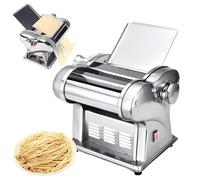 Rullo per pasta elettrico, macchina per pasta manuale da 135 W, macchina per pasta con impostazioni di spessore regolabili, con rullo per pasta e tagliapasta da 2/4 mm, per negozi di colazione
