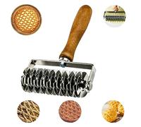 Rullo per Pasticceria e Reticolo, 13,3x20,5cm Taglierina a Rullo in Acciaio Inox con Manico in Legno, Rotella Tagliapasta Crostata Rullo Tagliapasta a Griglia e Losanghe per Pasta, Pizza, Biscotti