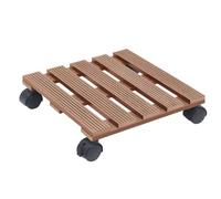Rullo per piante, 2 pezzi, marrone, WPC, 30 x 30 x 7,5 cm, con ruote e freni girevoli a 360 gradi, per giardino, balcone, terrazza, interni ed esterni, per una presentazione flessibile delle piante