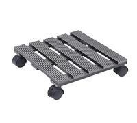 Rullo per piante 4 pezzi grigio in WPC 30 x 30 x 7,5 cm con ruote girevoli a 360 gradi e freni per giardino, balcone, terrazza, interno esterno per presentazione e conservazione flessibili delle