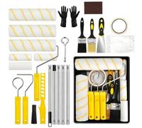 Rullo Per Pittura,Set Di Rulli Per Vernice,Utilizzabili Per Dipingere Pareti e Come Strumenti Per Il Disegno,Con Manico Telescopico In Acciaio Inox,Adatto a tutti i tipi di balcone (24, nero-giallo)