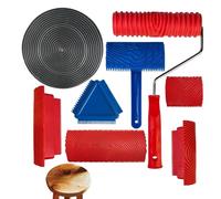 Rullo per pittura strutturata, 8 pezzi, strumento a grana di legno da 18 cm, rullo in morbida | Set di venature del legno migliorato di vernice a texture chiara per sala mura