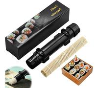 Rullo per sushi, bazooka per sushi, sushi, bazooka con tappetino in bambù per principianti (nero)