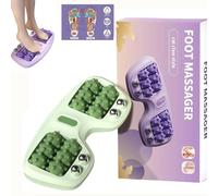 Rullo portatile per massaggio ai piedi doppio, agopressione con rullo per piedi doppio, tre tecniche di massaggio per alleviare il dolore da fascite plantare, muscoli contratti(Green)