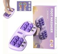 Rullo portatile per massaggio ai piedi doppio, agopressione con rullo per piedi doppio, tre tecniche di massaggio per alleviare il dolore da fascite plantare, muscoli contratti(Purple)