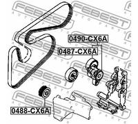 Febest Rullo tenditore cinghia Poly-V 0487-CX6A per Mitsubishi ASX OE 1345A090