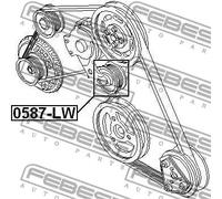 Rullo tenditore cinghia trapezoidale Metallo 0587-LW FEBEST per CHRYSLER FORD