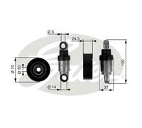 Gates Rullo tenditore cinghia Poly-V T38242 inferiore
