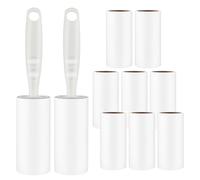 Rullo Togli Peli Animali 10 Rotoli (60 Fogli Ciascuno) con 2 Dispenser, Rotolo Di Lanugine, Rullo Peli Animali Domestici, Extra Appiccicoso, per Vestiti, Divano, Peli Di Gatto, Peli Di Cane e Tappeto,