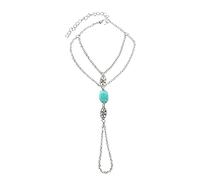 Ruluti Braccialetto in Argento, Sterling, a Mano Catena Verde Pietra Perline Slave Dito di Dito Gioielli, onesize