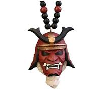 Ruluti Japanese Oni Samurai Helmet Car Hanging Pendant Face Protective Samurai Masks Car Rear View Mirror Pendant Car Decoration