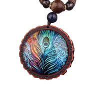 Ruluti Nuovo Design Moda Pavone Piuma Collana Etnica Collana Verde Pavone Pendente di Piuma Pendente per Le Donne Mamma Ragazze