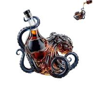 Rum Edition Glass 3D Octopus Bottle,350ml Octopus Bottle Decanter with Stopper,Nautical Art Collector Display Compatible Premium Decor For Wine Liquor,Soda Bottles For Bar Home