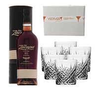 Rum Ron Zacapa 23 Gran Reserva Solera 40% Vol. 1000 ml - Sei Bicchieri In Vetro da 300 ml