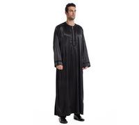 RUMAOZIA Abbigliamento arabo Uomo Caftano Cotone Abbigliamento da preghiera islamica per Uomo Musulmano Caftano Islam Uomo Raso Lungo Abito Arabo Abiti Islamici Thobe Ramadan Abaya Vestiti, Z01 Nero