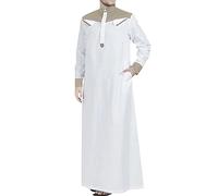RUMAOZIA Abbigliamento Arabo Uomo Musulmano Caftano Abaya Uomo Etnico Bianco Oriente Turco Abiti In Piedi Collo Saudita Arabo Dubai Robe Maxi Abito da preghiera per gli uomini Lungo Thobe, O kaki, L