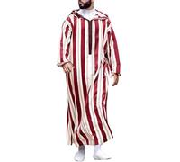 RUMAOZIA Abiti musulmani Uomo Musulmano Caftano Abaya Uomo Tuniche Kandoura Abito Arabo Medio Oriente Pantaloni con cerniera Manica Lunga Vestiti da preghiera per gli uomini, O rosso., L