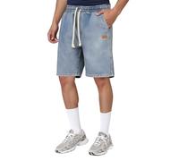 RUMAOZIA Bermuda Baggy Jorts - Pantaloncini da uomo, lunghezza al ginocchio, in denim, pantaloni corti in denim, tinta unita, con tasca Y2K Streetwear per l'estate, stile urbano, Blu, M