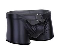 RUMAOZIA Boxer da uomo, effetto metallizzato, biancheria intima sexy per uomo, effetto bagnato, pantaloncini lucidi, retrò, da boxe, biancheria da notte, Z02 nero., S