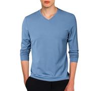 RUMAOZIA Camicia da Uomo a Maniche Lunghe con Scollo a V, Longsleeve, Slim Fit, Elasticizzata, T-Shirt a Maniche Lunghe, Henley, T-Shirt Casual, Scollo a V, Sottocamicie, in Cotone, Camicia per il