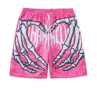 RUMAOZIA Costume da bagno da uomo, pantaloni sportivi corti, estivi, ad asciugatura rapida, da allenamento, da surf, da surf, con stampa teschio, pantaloni corti per il tempo libero, Colore: rosa., M