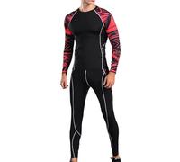 RUMAOZIA Costume da bagno intero da uomo, a maniche lunghe, protezione solare, da surf, in neoprene, traspirante, con chiusura lampo frontale, Z01 rosso., XL