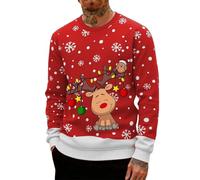 RUMAOZIA Divertente maglione natalizio per uomo e donna - Maglione natalizio - Brutto Ugly Christmas Sweater - Caldo maglione - Rudolph - Fiocchi di neve in inverno Natale festa, O rosso., L