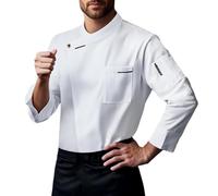 RUMAOZIA Giacca da cuoco da uomo a maniche lunghe, abbigliamento da cucina, giacca da fornaio con bottoni, giacca professionale uniforme da cuoco costume da giacca da chef per l'ospitalità