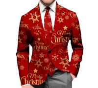 RUMAOZIA Giacca da uomo con motivo natalizio, giacca di Natale, per uomo, blazer di Natale, stampa 3D, a maniche lunghe, sottile, giacca di Natale, brutta, divertente, per feste, bianco, M
