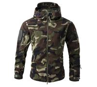 RUMAOZIA Giacca da uomo mimetica softshell tattica invernale con cappuccio e cerniera, traspirante, per attività all'aria aperta, pesca, caccia, da lavoro, di sicurezza, da trekking, per le mezze