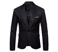RUMAOZIA Giacca da uomo slim fit, elegante blazer con collo sciallato, giacca da lavoro con un solo bottone, per matrimonio, lavoro, festa, moderno, tinta unita, sportivo, per il tempo libero, O nero