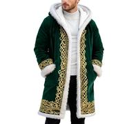 RUMAOZIA Giacca di Natale Uomo Cappotto di Velluto Rosso con Cappuccio e Fodera in Peluche Uomo Tuta Gotica Giacca Punk Abbigliamento Vintage Principe Cosplay Costume per Halloween Natale Carnevale, O