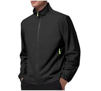 RUMAOZIA Giacca impermeabile da uomo, impermeabile, traspirante, sottile, impermeabile, leggera, giacca a vento leggera, in softshell, per golf, escursioni, viaggi, festival, Nero , S