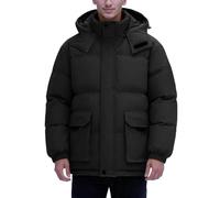 RUMAOZIA Giacca invernale da uomo, lunga, da uomo, foderata, in pile, tinta unita, giacca invernale con cappuccio rimovibile, giacche da uomo per il tempo libero, O nero., L