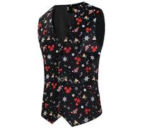 RUMAOZIA Gilet di Natale da uomo, Xmas Christmas West, slim fit, gilet da uomo, festivo Happy Babbo Natale, con stampa natalizia, gilet da lavoro per feste e matrimoni, E nero, XXXXL