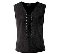 RUMAOZIA Gilet medievale, gilet vichingo, gotico, vittoriano, Halloween, cosplay, gilet corte gentleman con lacci, costume da pirata, retrò renascimento, steampunk, allacciatura, Z01 Nero, M
