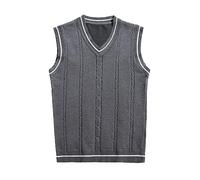 RUMAOZIA Gilet Uomo Senza Maniche in Cotone Pullover Weste V-Collo Classico Business Invernale per Uomini Abbigliamento Uomo Gilet in Maglia Maglioni Casual Tank-Top Monocromatico, grigio scuro, XL
