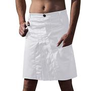 RUMAOZIA Gonna scozzese da uomo steampunk kilt scozzese vintage gonne a pieghe medievali kilt scozzese per uomo individualità gotico abbigliamento classico gonna a pieghe con catena, bianco, M