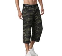 RUMAOZIA Jeans a tre quarti da uomo, baggy largo, taglio bootcut, camouflage Y2K, vintage, denim, pantaloni harem, pantaloni cargo alla moda, pantaloni da lavoro per attività all'aria aperta, con