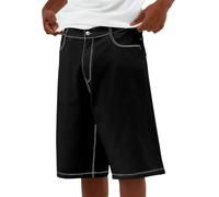 RUMAOZIA Jeans corti da uomo, bermuda da uomo, denim, pantaloni estivi leggeri, pantaloni corti in jeans, pantaloni larghi, gamba dritta, pantaloncini da uomo, vestibilità normale, jeans estivi per il