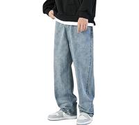 RUMAOZIA Jeans da uomo Baggy Y2K Vintage Denim Pantaloni Hip Hop Pantaloni Straight Leg Jeans Skateboard Jeans con gamba larga Harajuku Denim Pants Blu Dritti Jeans Trouser Streetwear, O blu., XXL