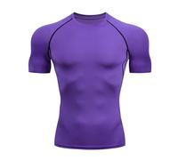 RUMAOZIA Maglietta a compressione da uomo, slim fit, funzionale, per fitness, da uomo, traspirante, ad asciugatura rapida, per corsa, bodybuilding, O viola, XL