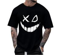 RUMAOZIA Maglietta da uomo oversize con XO Smiling Face Print Casual Tees Comode T-shirt Fitness Training Running Top Design Grafica Girocollo Active Shirt Estivo Uomo, O nero., M