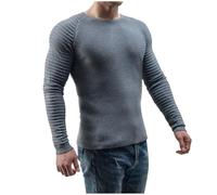 RUMAOZIA Maglione da uomo con scollo rotondo, sottile, da uomo, per l'inverno, alla moda, con scollo rotondo, basic a girocollo, a maniche lunghe, lavorato a maglia fine, grigio., XL