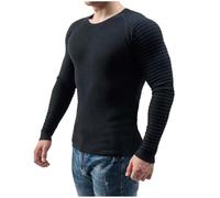 RUMAOZIA Maglione da uomo con scollo rotondo, sottile, da uomo, per l'inverno, alla moda, con scollo rotondo, basic a girocollo, a maniche lunghe, lavorato a maglia fine, Nero , L