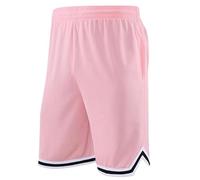 RUMAOZIA Pantaloncini corti da basket da uomo, in rete traspirante, ad asciugatura rapida, con strisce NBA e pantaloni da jogging, estivi, per allenamento, attività all'aria aperta, Colore: rosa., XL