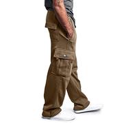 RUMAOZIA Pantaloni cargo da uomo, lunghi, in tinta unita, stile vintage, per autunno, sportivi, per il tempo libero, da lavoro, vestibilità normale, con tasche, elastico in vita, O caffè., XXXXXL